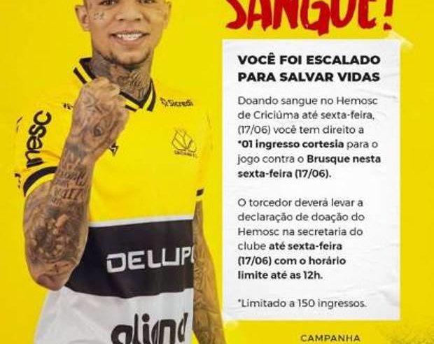 Dia do doador de sangue: Clube oferece 150 ingressos em troca de doações