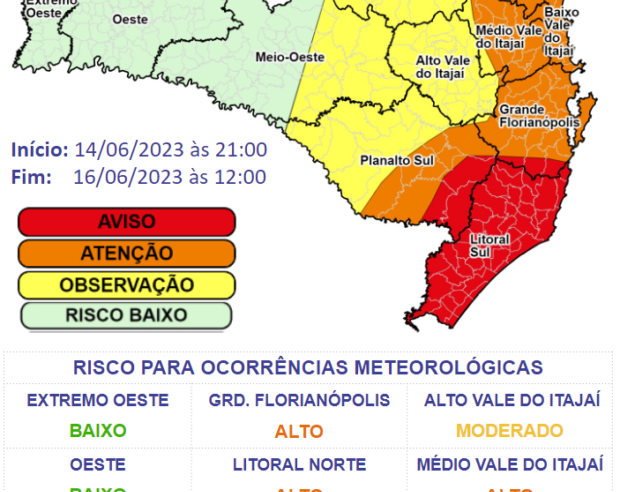 Defesa Civil emite Aviso Especial para chuva persistente e volumosa